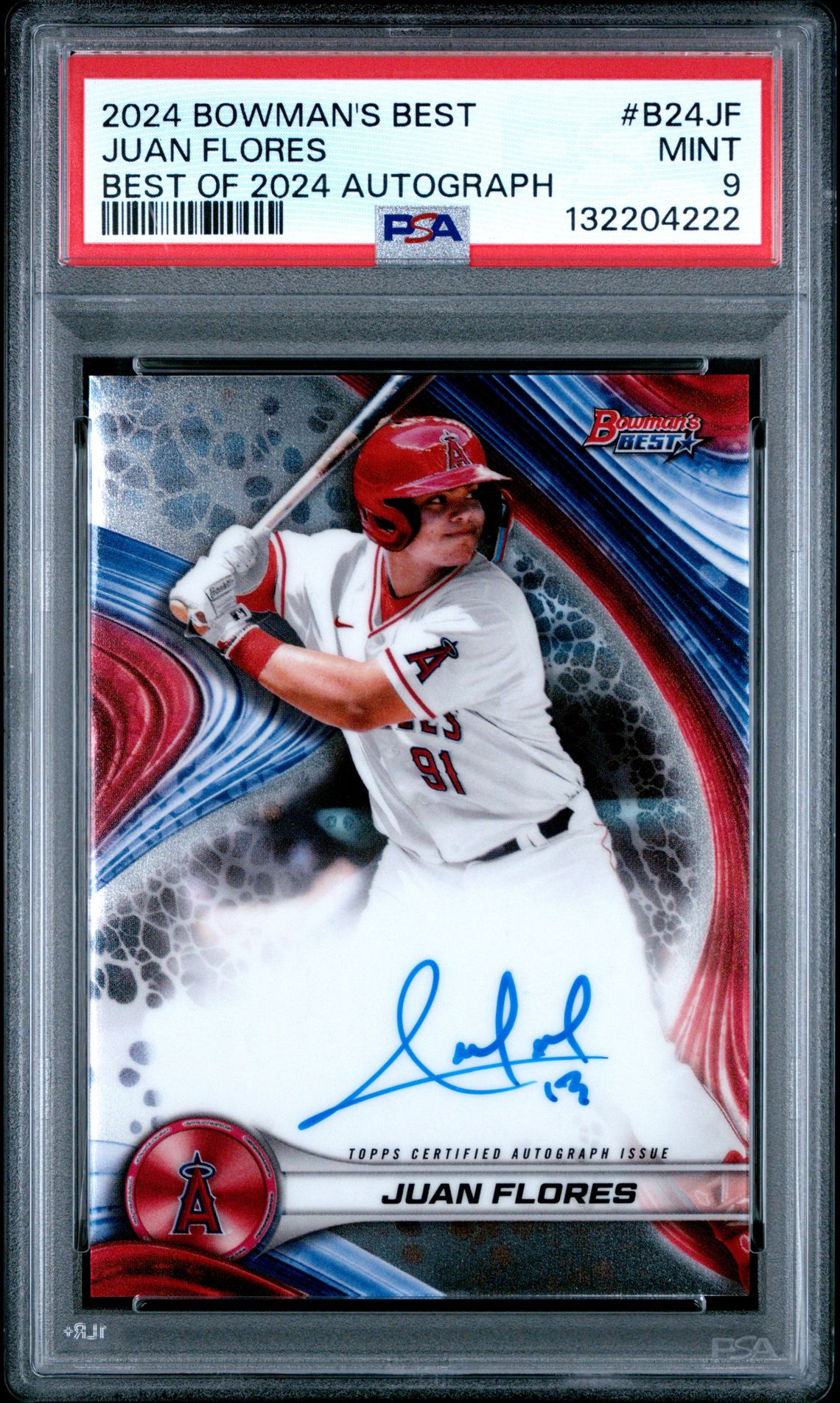 2024 Bowman's Best Best Of 2024 Autographs Juan Flores #B24Jf Mint 9 front