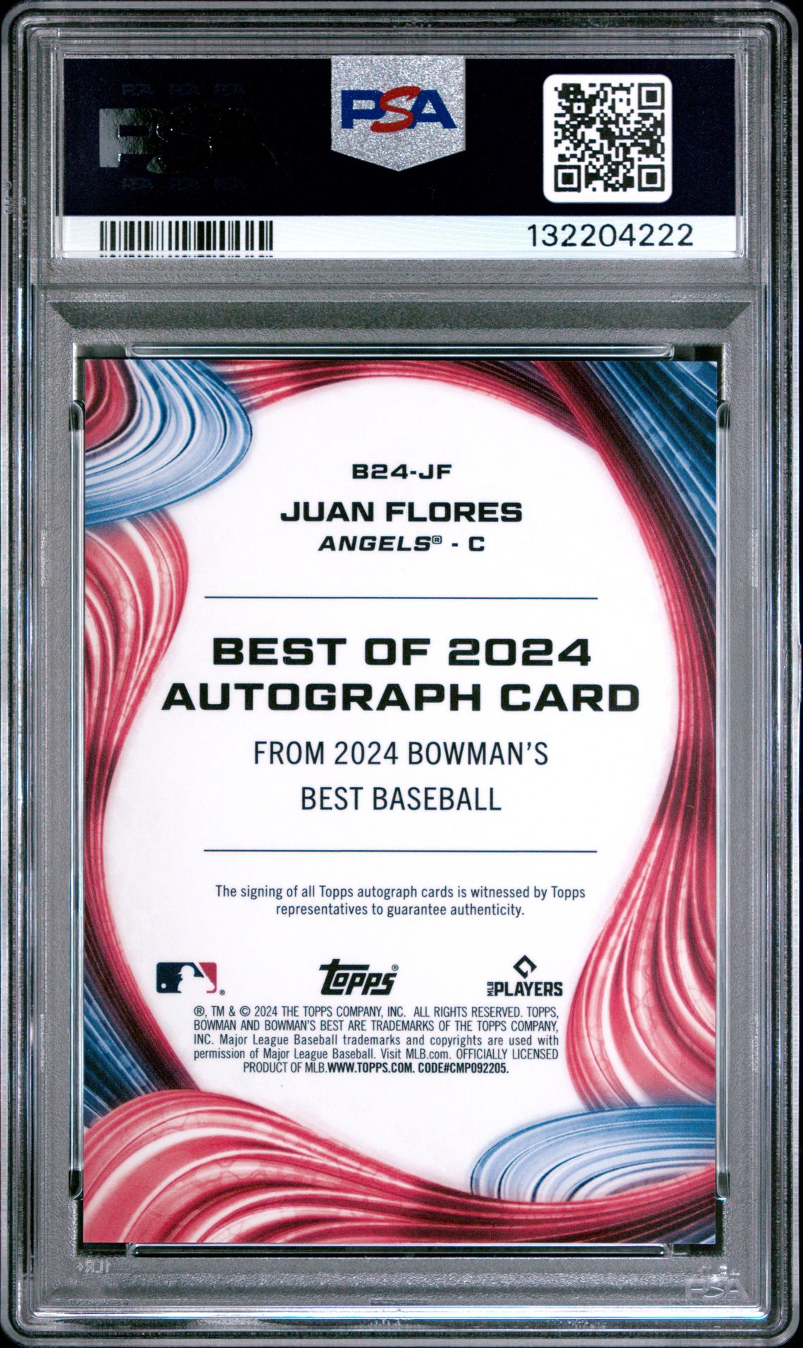 2024 Bowman's Best Best Of 2024 Autographs Juan Flores #B24Jf Mint 9 back