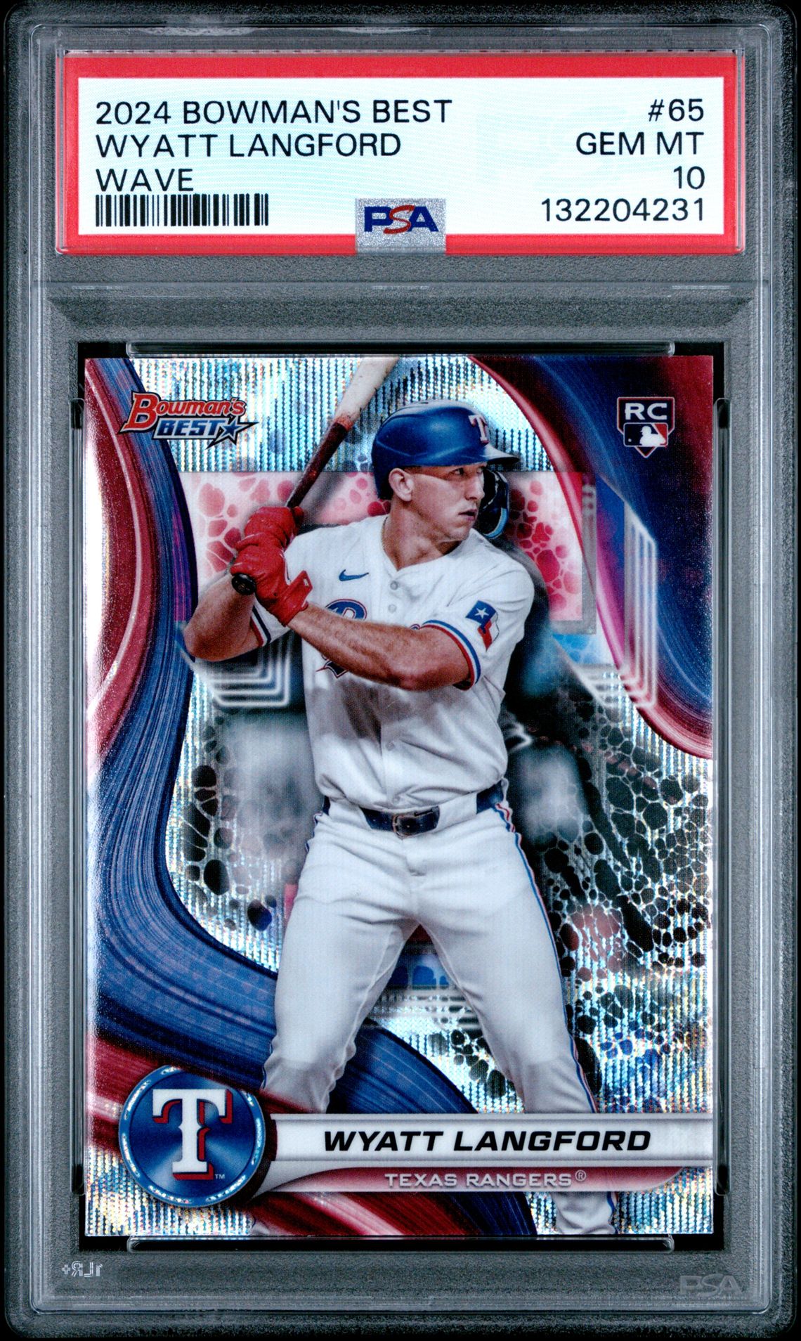 2024 Bowman's Best Wyatt Langford #65 (Wave) Gem Mt 10 front