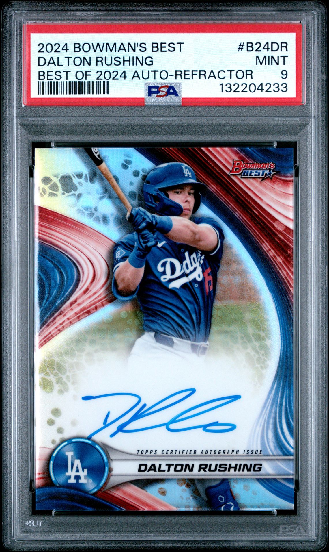 2024 Bowman's Best Best Of 2024 Autographs Dalton Rushing #B24Dr (Best Of 2024 Auto-Refractor) Mint 9 front