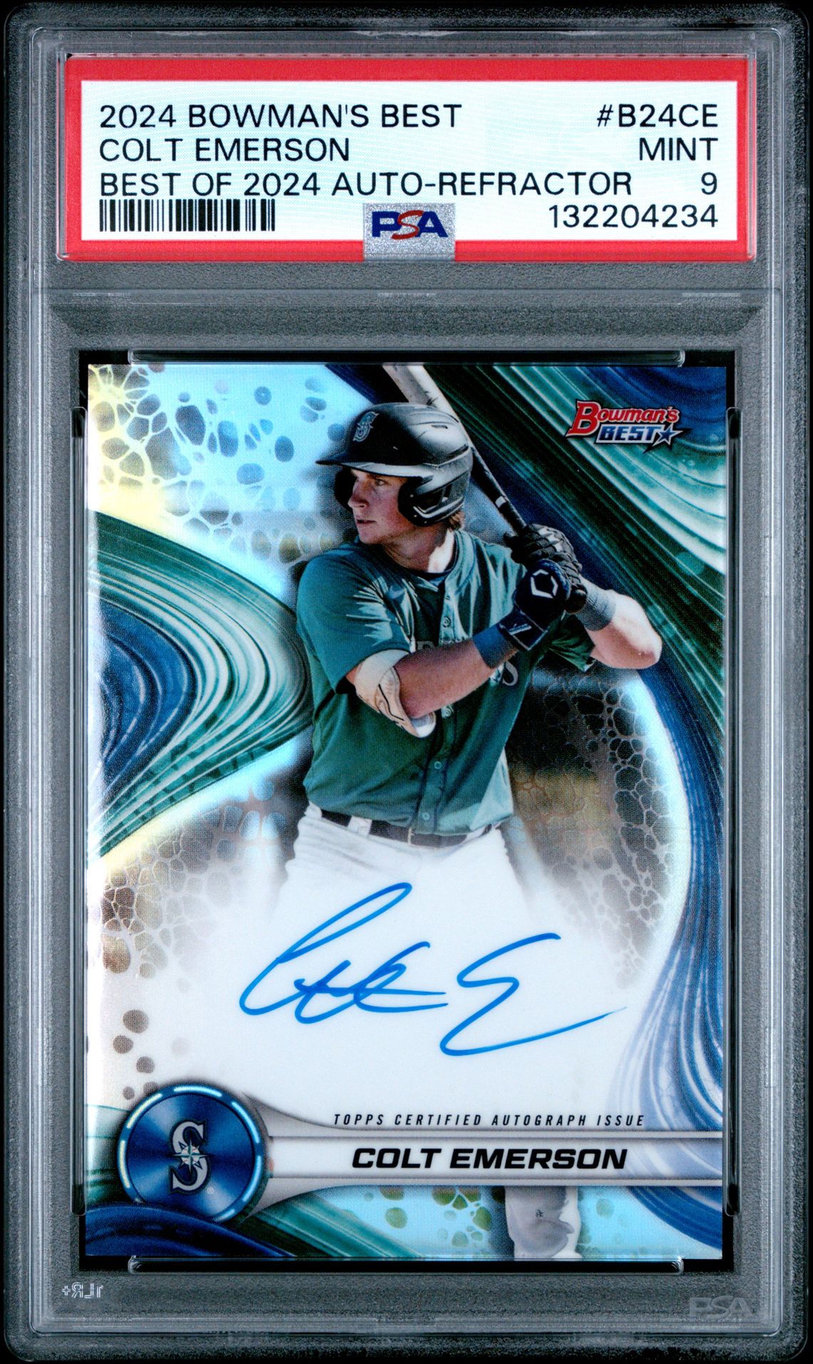 2024 Bowman's Best Best Of 2024 Autographs Colt Emerson #B24Ce (Best Of 2024 Auto-Refractor) Mint 9 front
