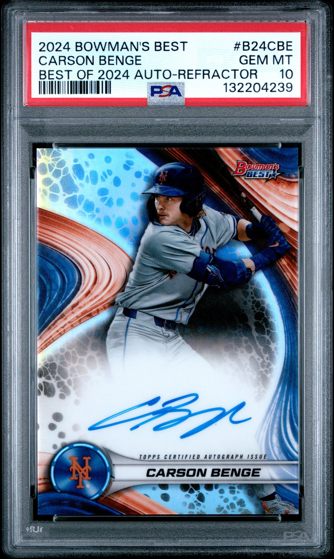 2024 Bowman's Best Best Of 2024 Autographs Carson Benge #B24Cbe (Best Of 2024 Auto-Refractor) Gem Mt 10 front