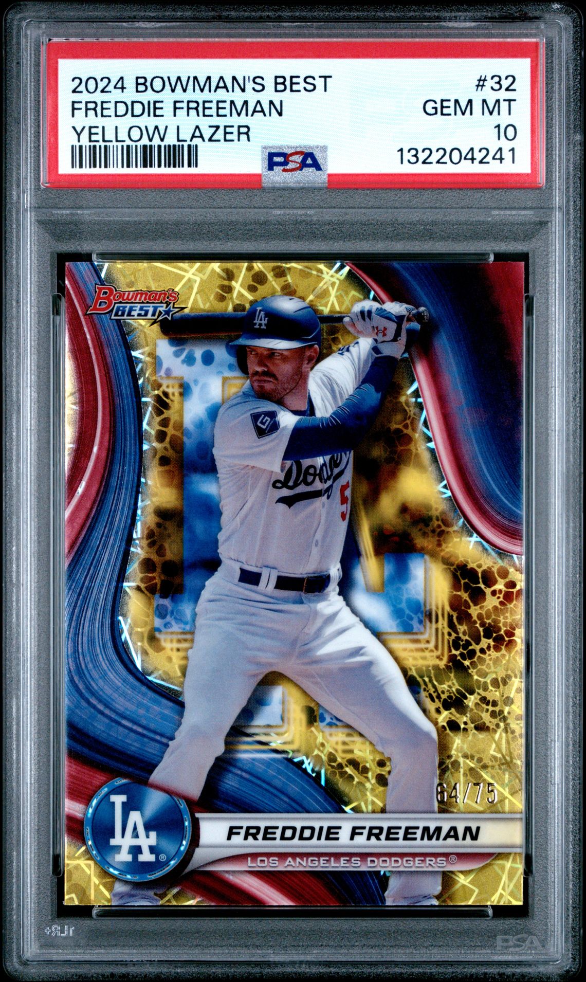 2024 Bowman's Best Freddie Freeman #32 (Yellow Lazer) Gem Mt 10 front