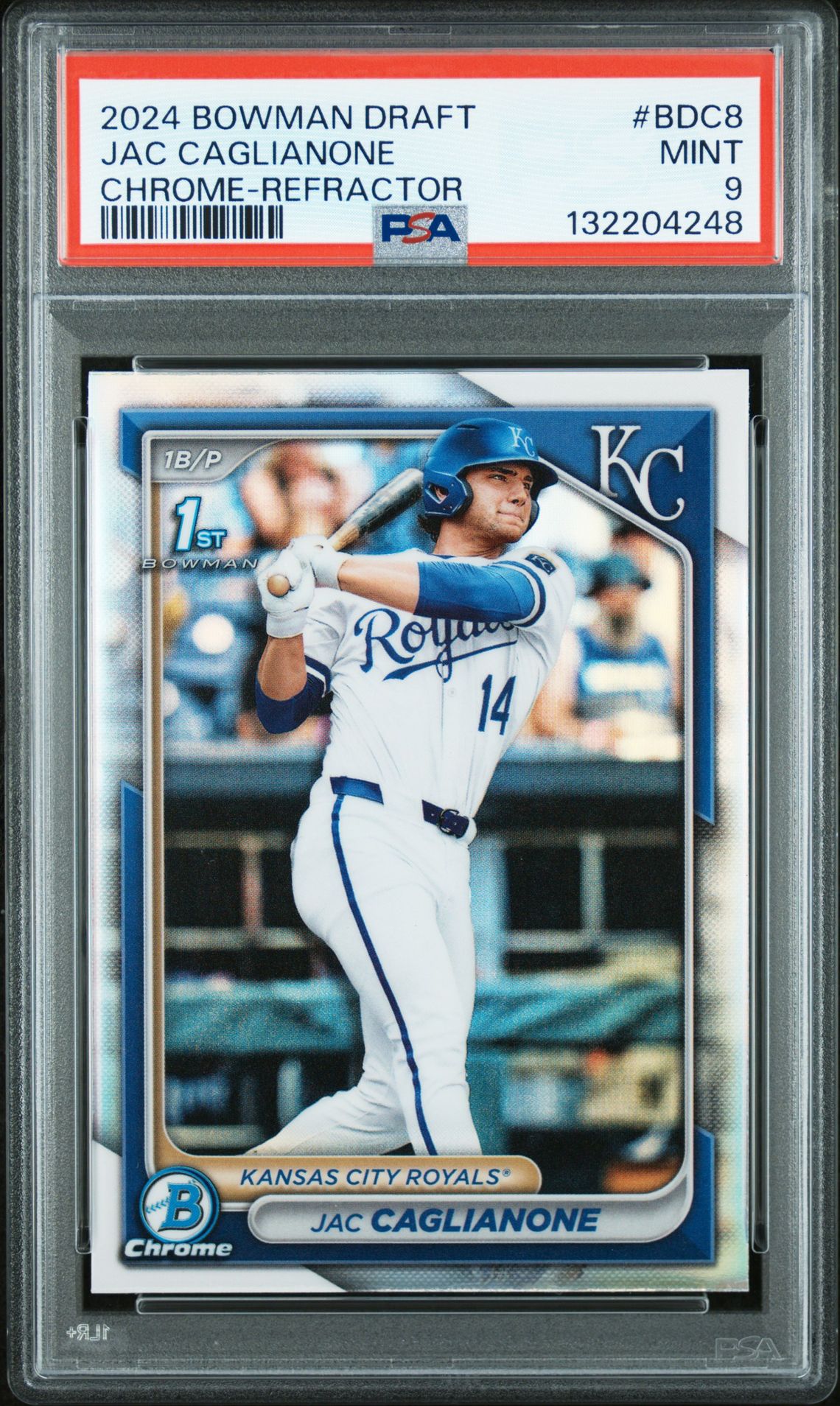 2024 Bowman Draft Jac Caglianone #Bdc8 (Chrome-Refractor) Mint 9 front