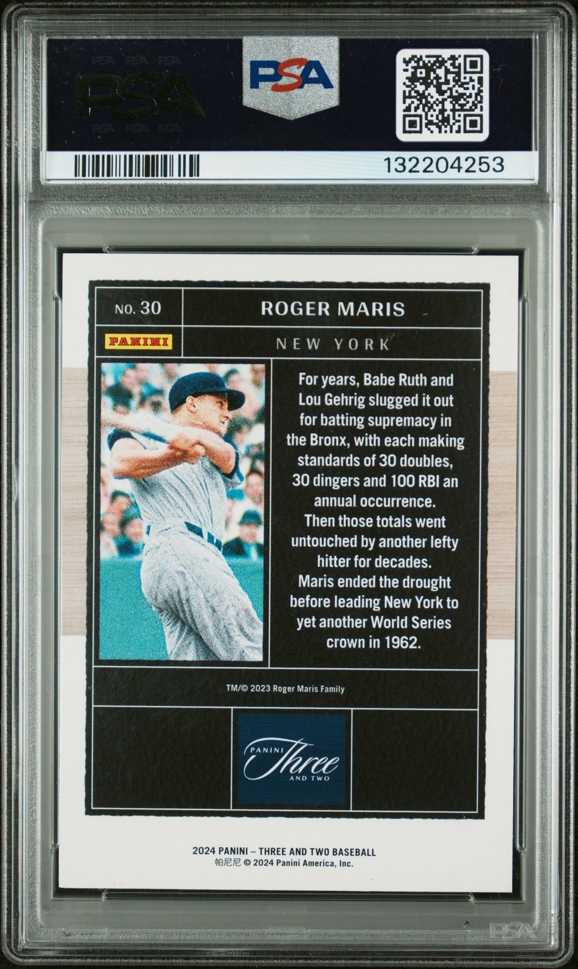 2024 Panini Three And Two Roger Maris #30 (Orange) Mint 9 back