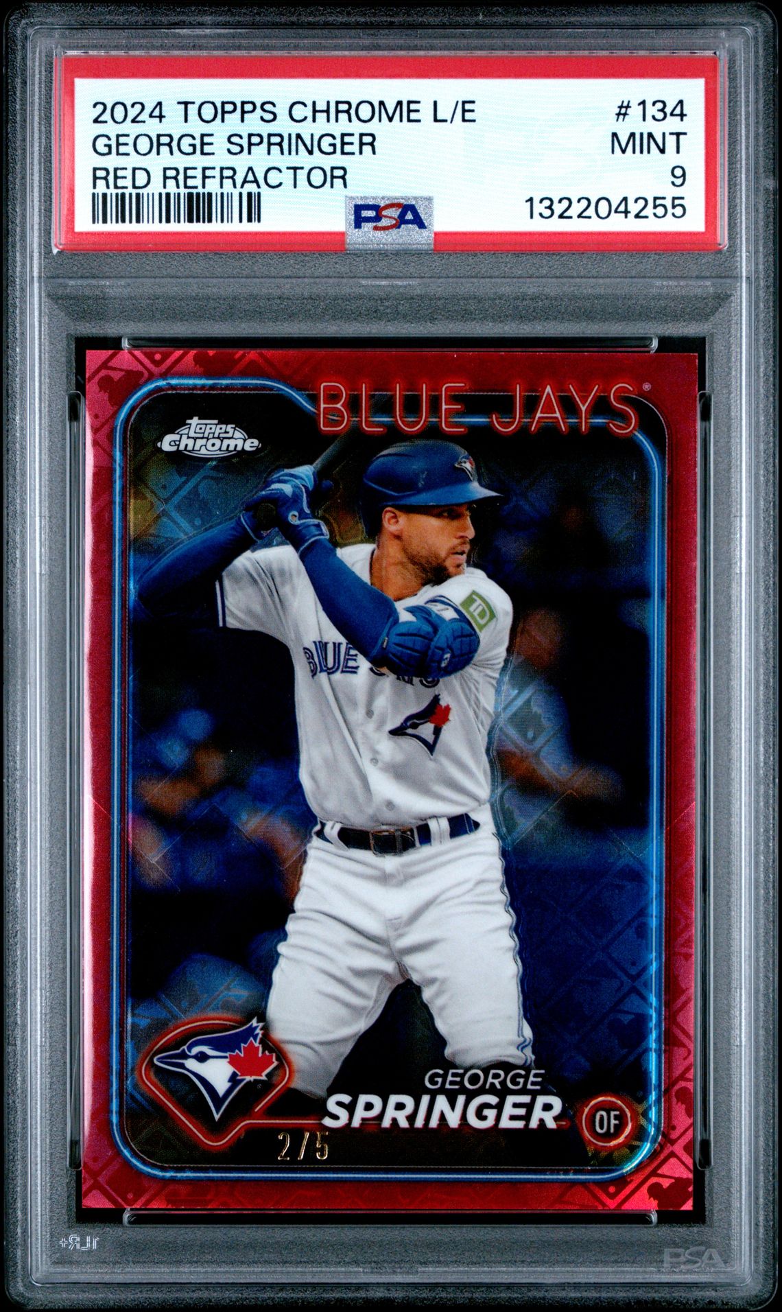 2024 Topps Chrome Logofractor Edition George Springer #134 (Red Refractor) Mint 9 front