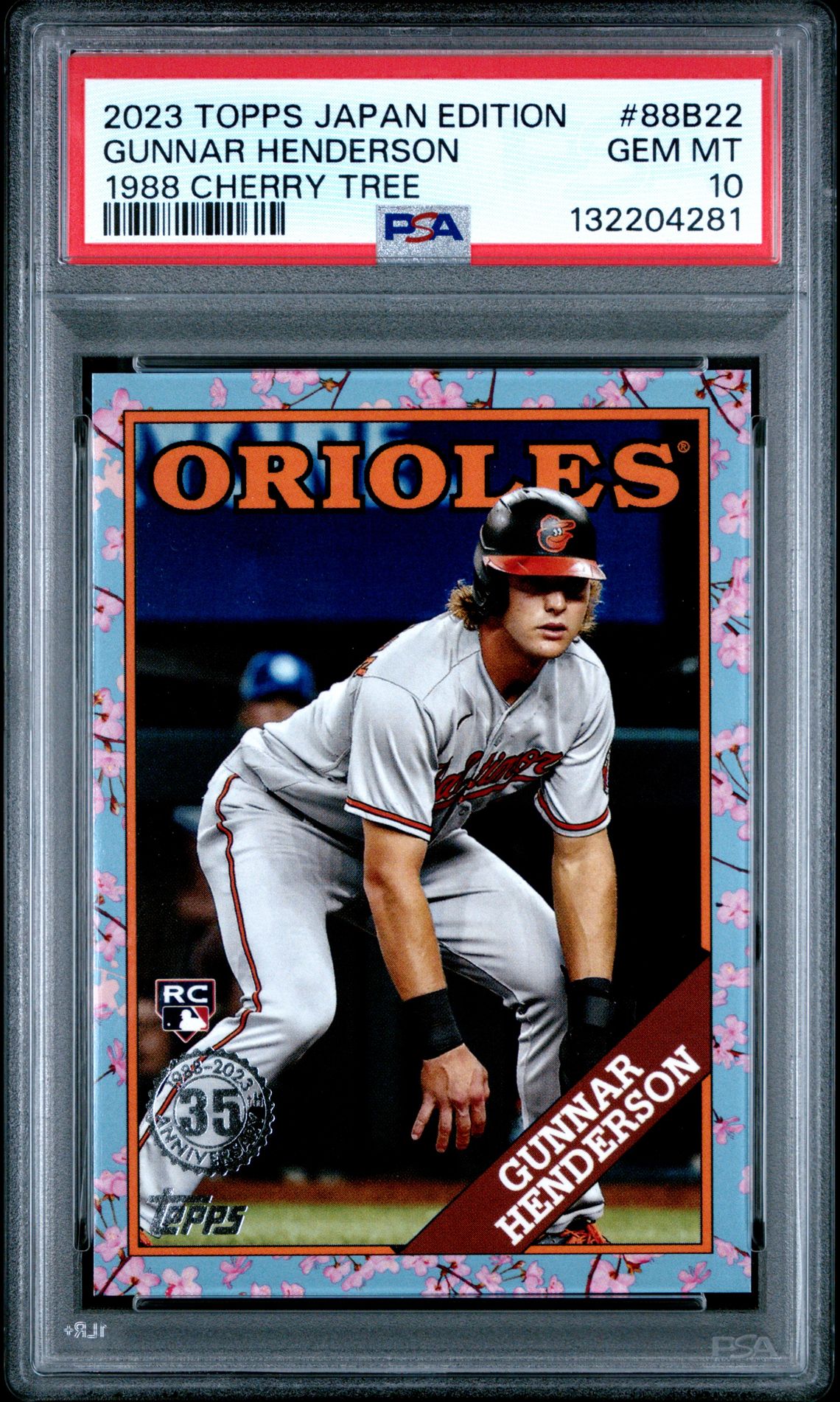 2023 Topps Baseball Japan Edition 1988 Topps Cherry Tree Variation Gunnar Henderson #88B22 (1988 Cherry Tree) Gem Mt 10 front