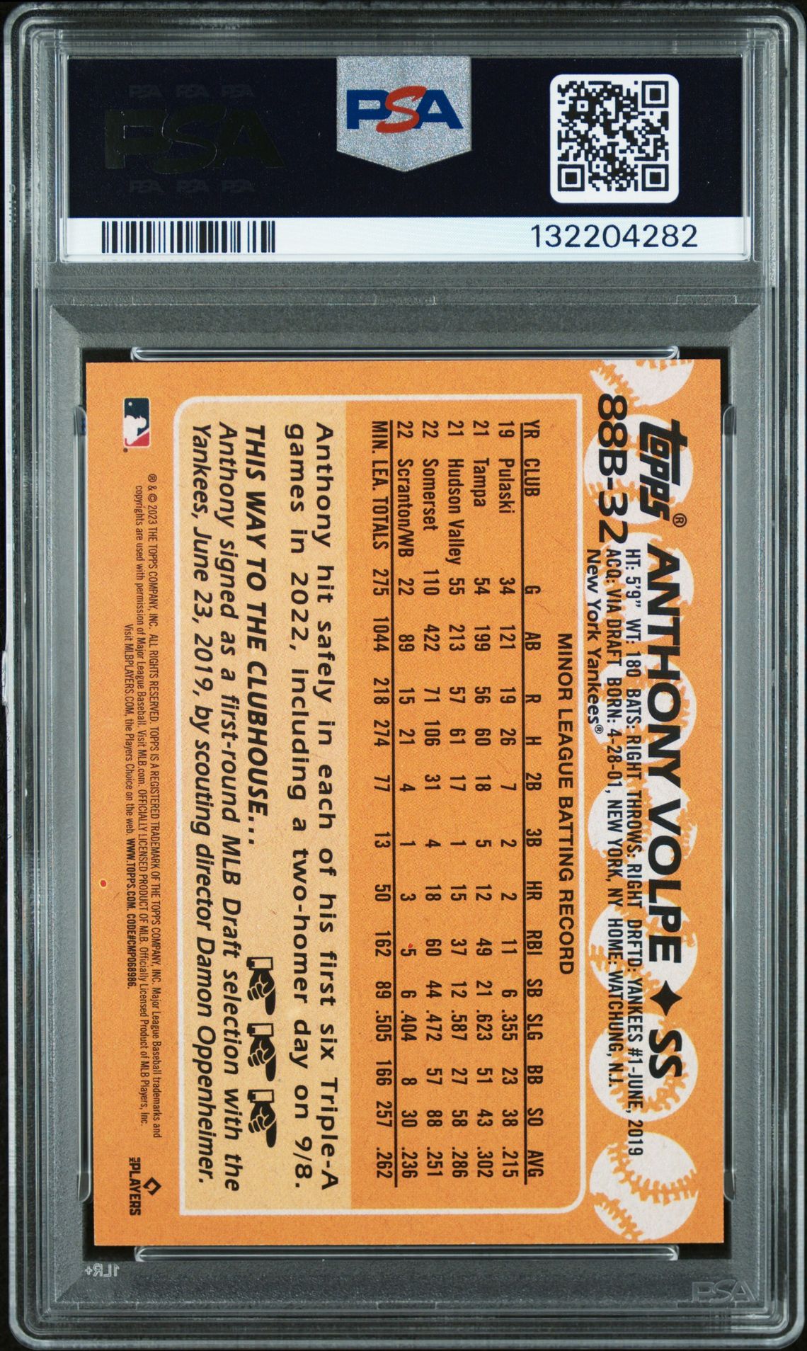 2023 Topps Baseball Japan Edition 1988 Topps Cherry Tree Variation Anthony Volpe #88B32 (1988 Cherry Tree) Nm-Mt 8 back