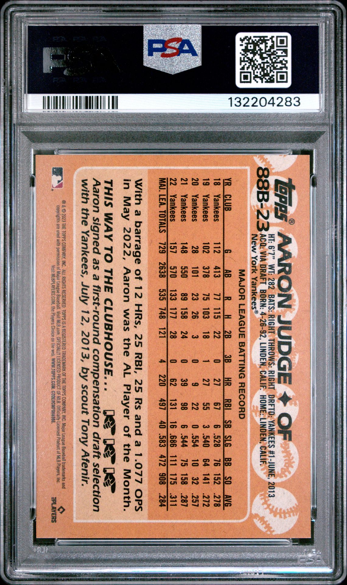 2023 Topps Baseball Japan Edition 1988 Topps Cherry Tree Variation Aaron Judge #88B23 (1988 Cherry Tree) Mint 9 back