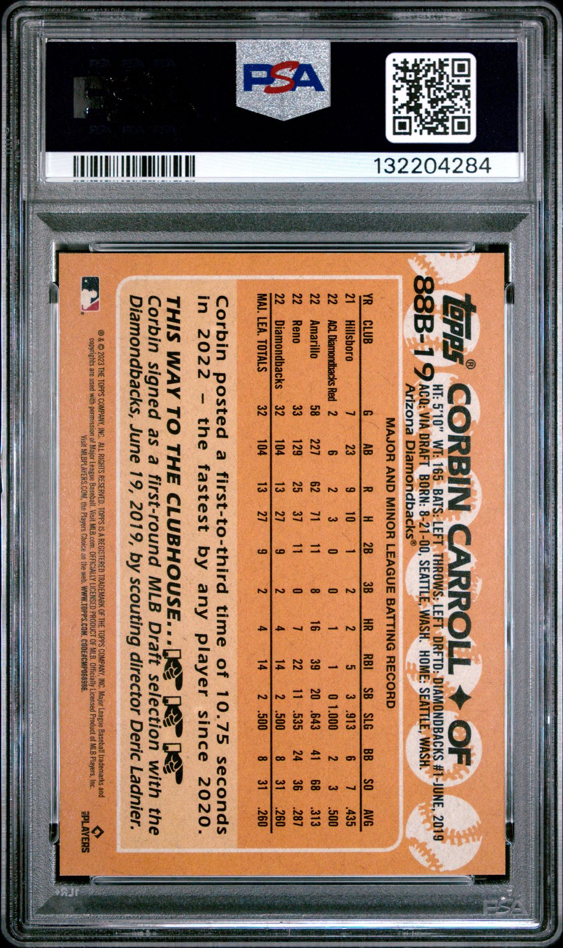 2023 Topps Baseball Japan Edition 1988 Topps Cherry Tree Variation Corbin Carroll #88B19 (1988 Cherry Tree) Mint 9 back
