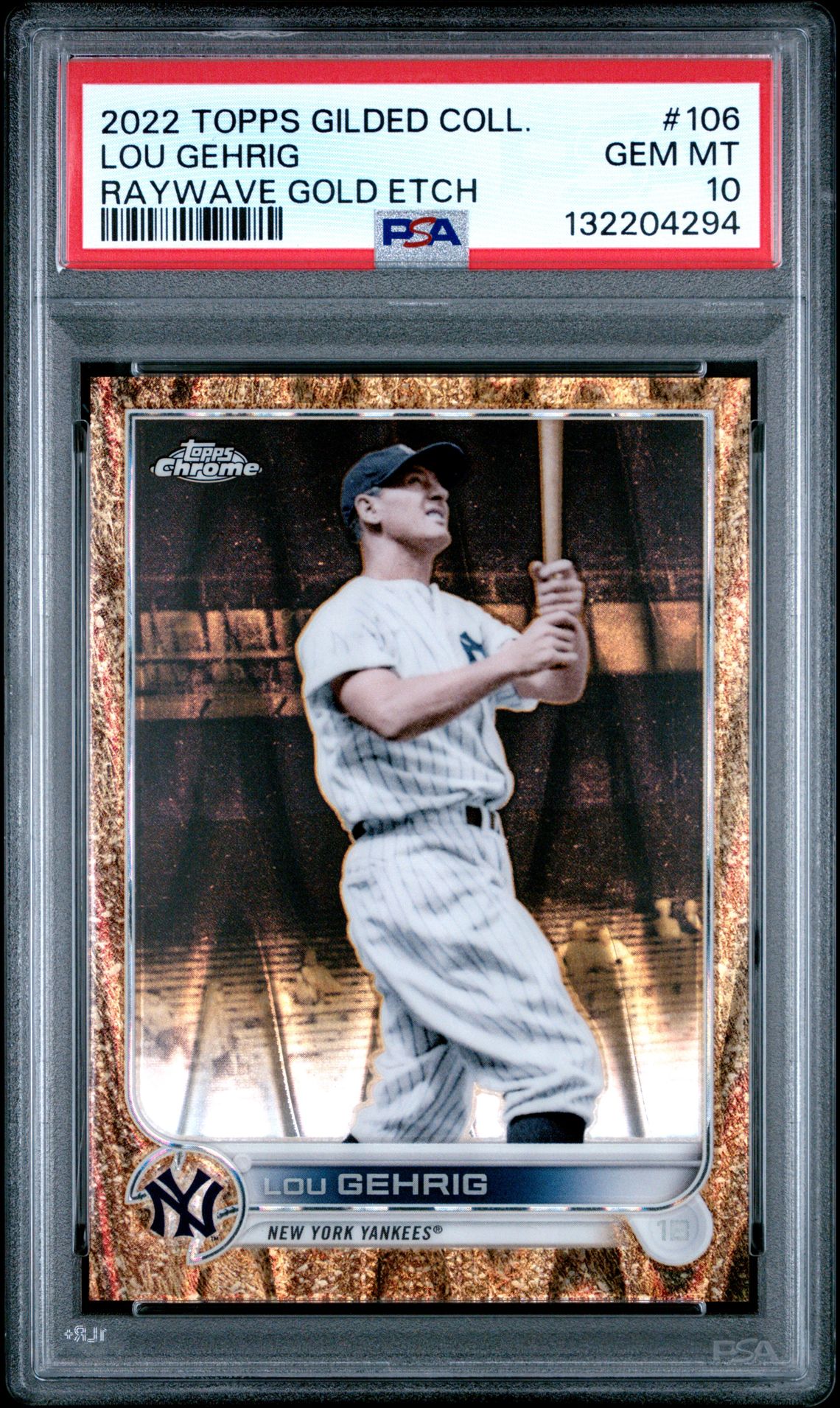 2022 Topps Gilded Collection Lou Gehrig #106 (Raywave Gold Etch) Gem Mt 10 front