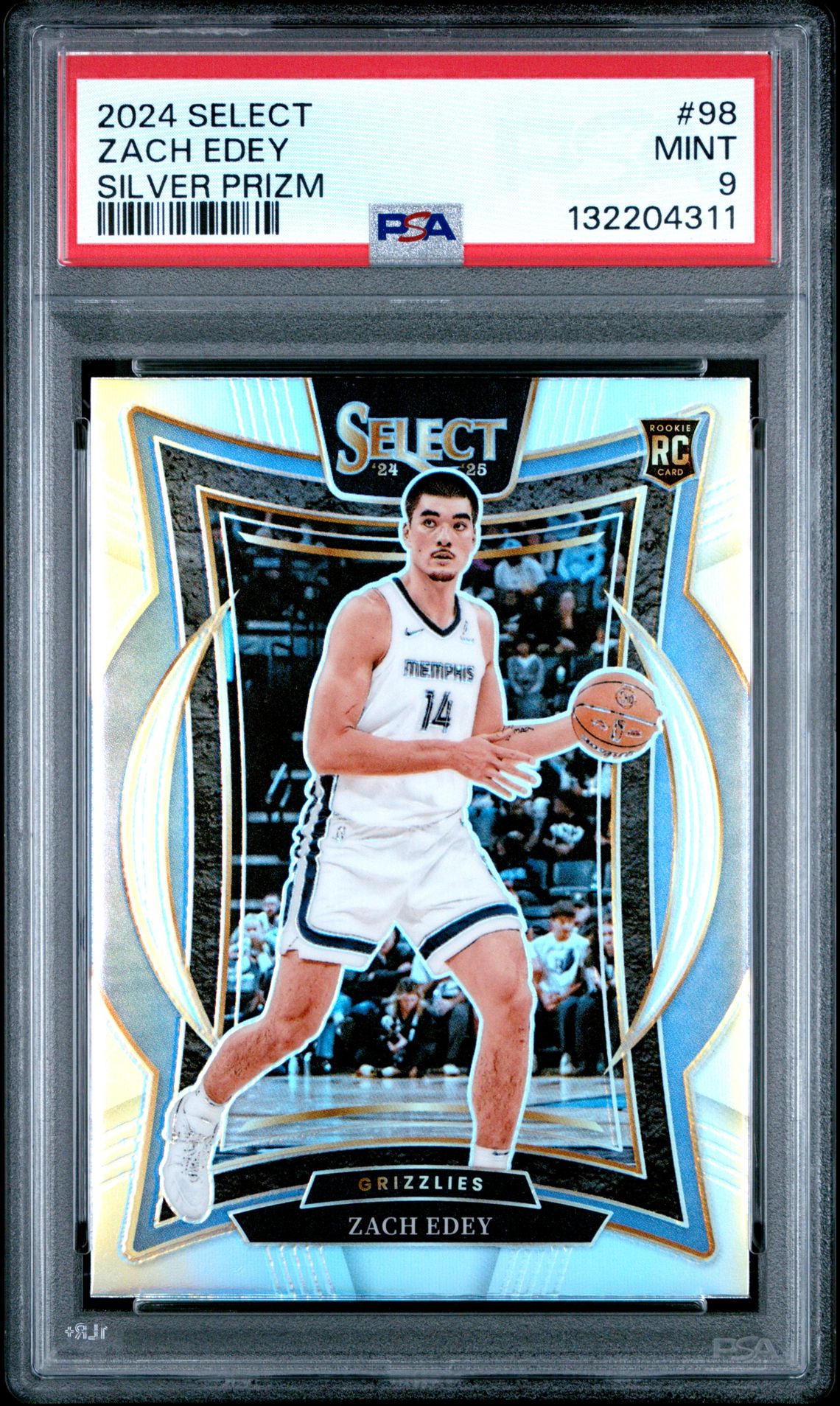 2024 Panini Select Zach Edey #98 (Silver Prizm) Mint 9 front