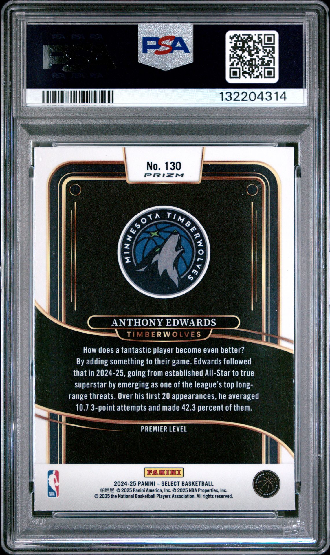 2024 Panini Select Anthony Edwards #130 (Red Wave) Nm-Mt 8 back