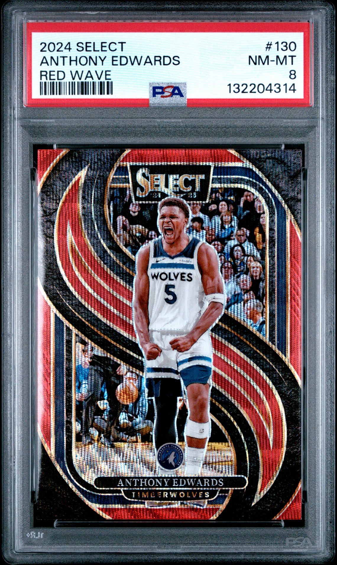 2024 Panini Select Anthony Edwards #130 (Red Wave) Nm-Mt 8 front