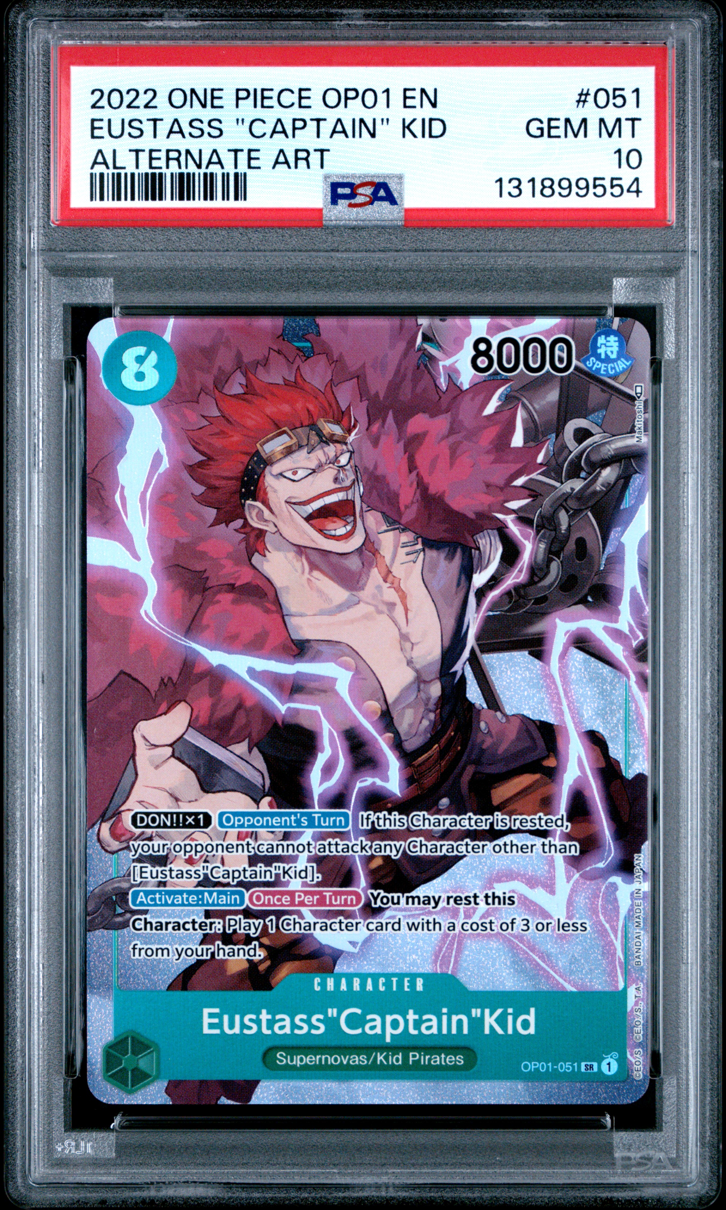 2022 #051 Eustass "Captain" Kid PSA 10 One Piece OP01-Romance Dawn