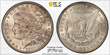 1880 $1 VAM 11, Checkmark N1