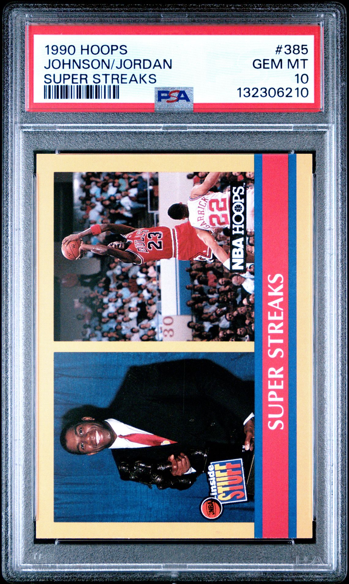 1990 Hoops #385 Johnson/Jordan front