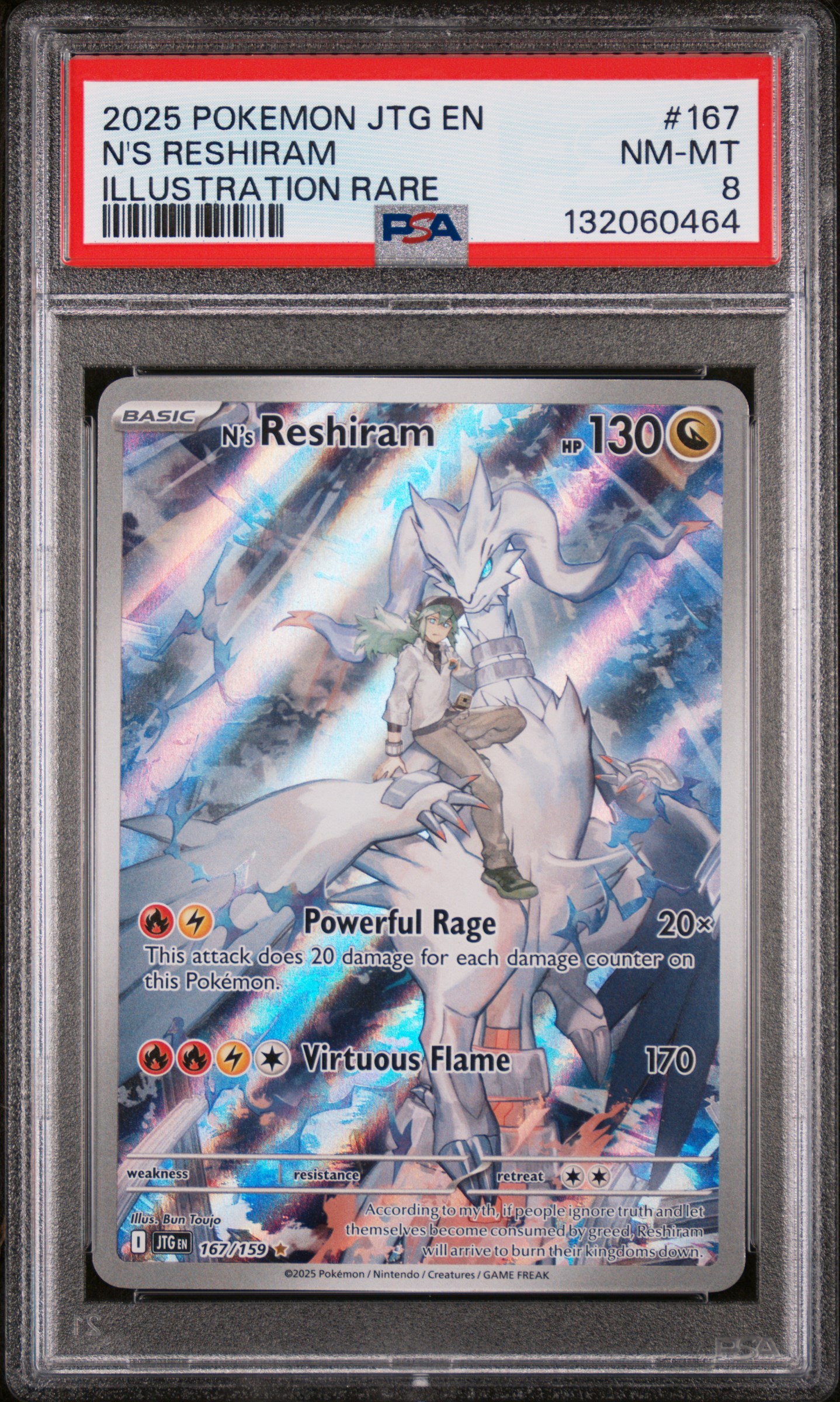 2025 #167 N's Reshiram PSA 8 Jtg EN-Journey Together