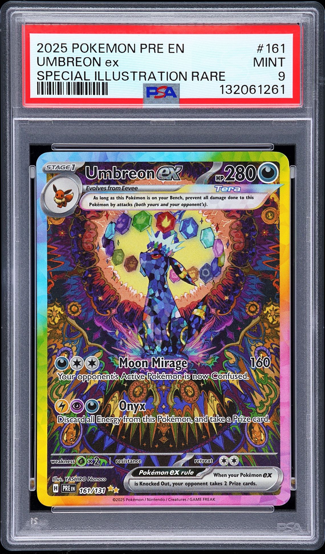 2025 Pokemon Pre En-Prismatic Evolutions Umbreon Ex #161 (Special Illustration Rare) Mint 9 front
