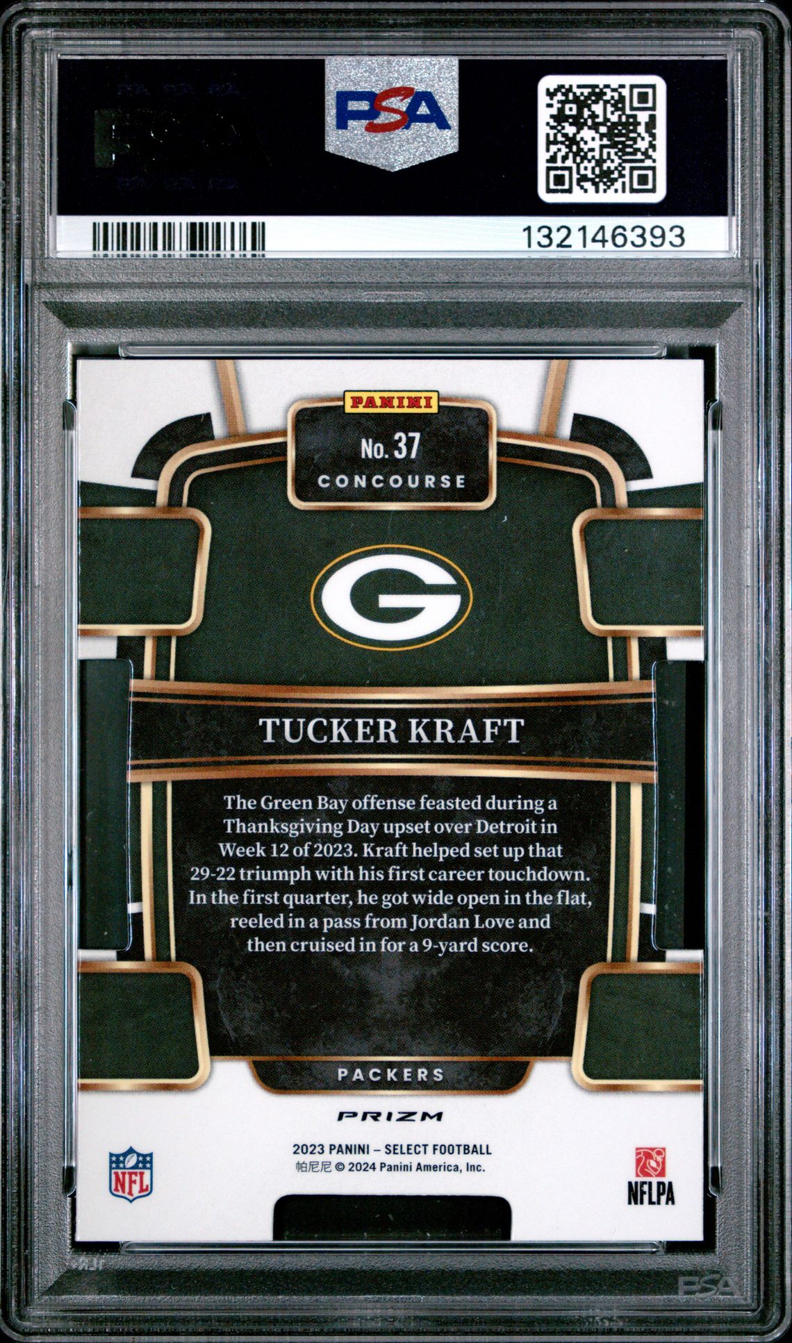 2023 Panini Select Tucker Kraft #37 (Die-Cut Black & Green Prizm) Mint 9 back