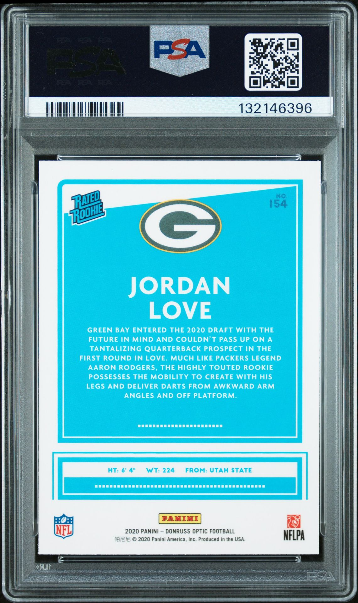 2020 Panini Donruss Optic Jordan Love #154 Mint 9 back