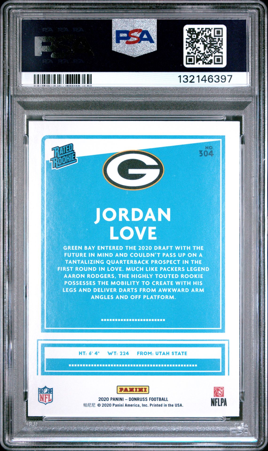2020 Panini Donruss Jordan Love #304 Mint 9 back