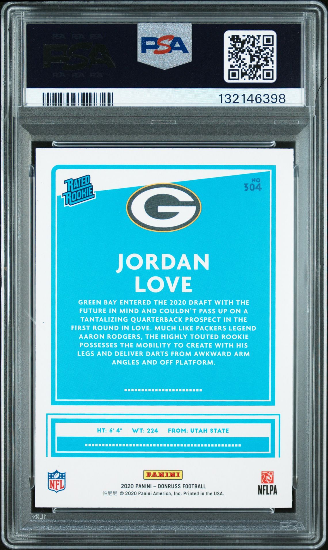 2020 Panini Donruss Jordan Love #304 Nm-Mt 8 back