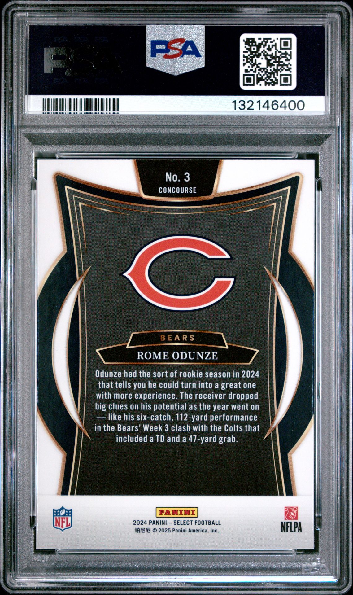 2024 Panini Select Rome Odunze #3 Mint 9 back