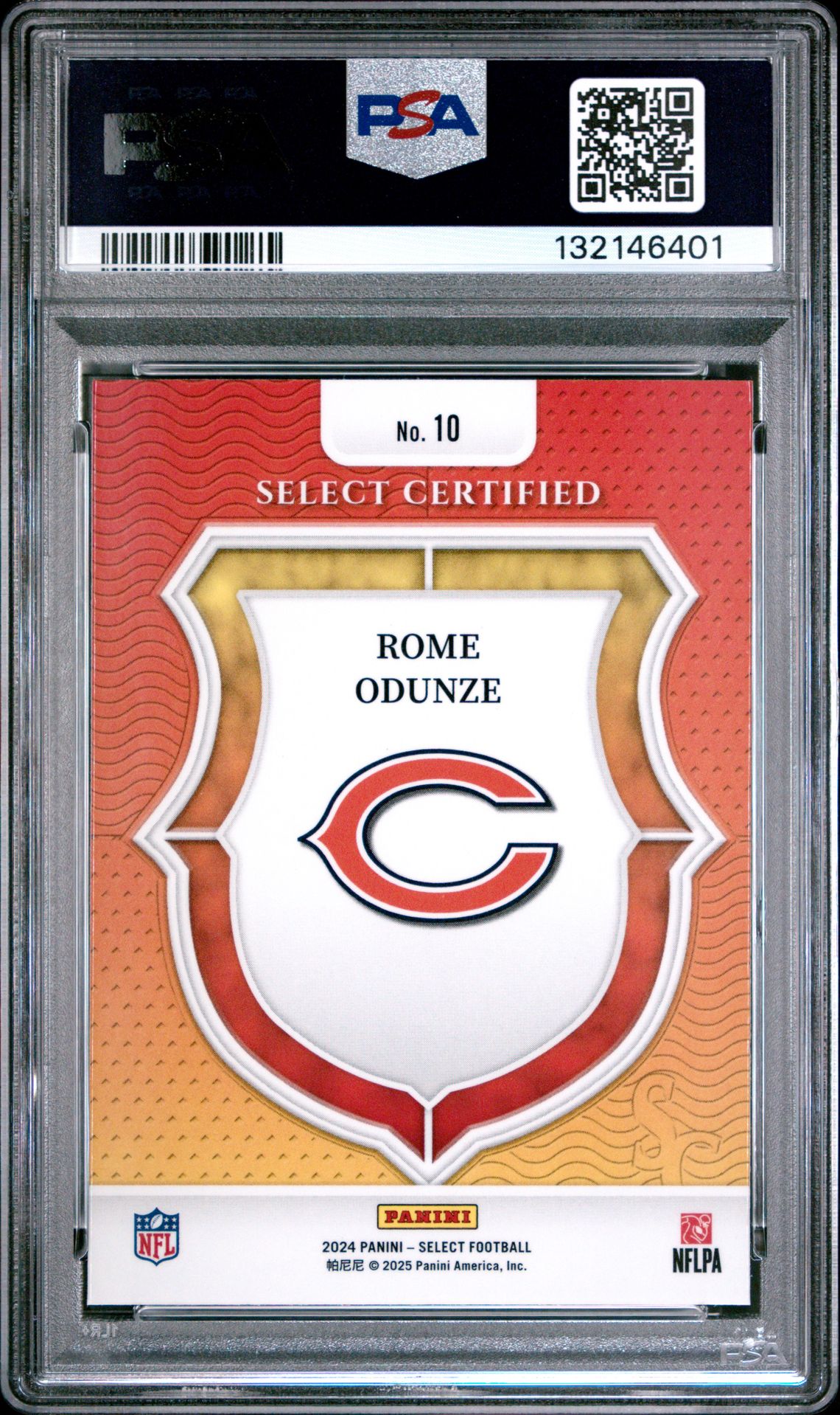 2024 Panini Select Select Certified Rookies Rome Odunze #10 Gem Mt 10 back
