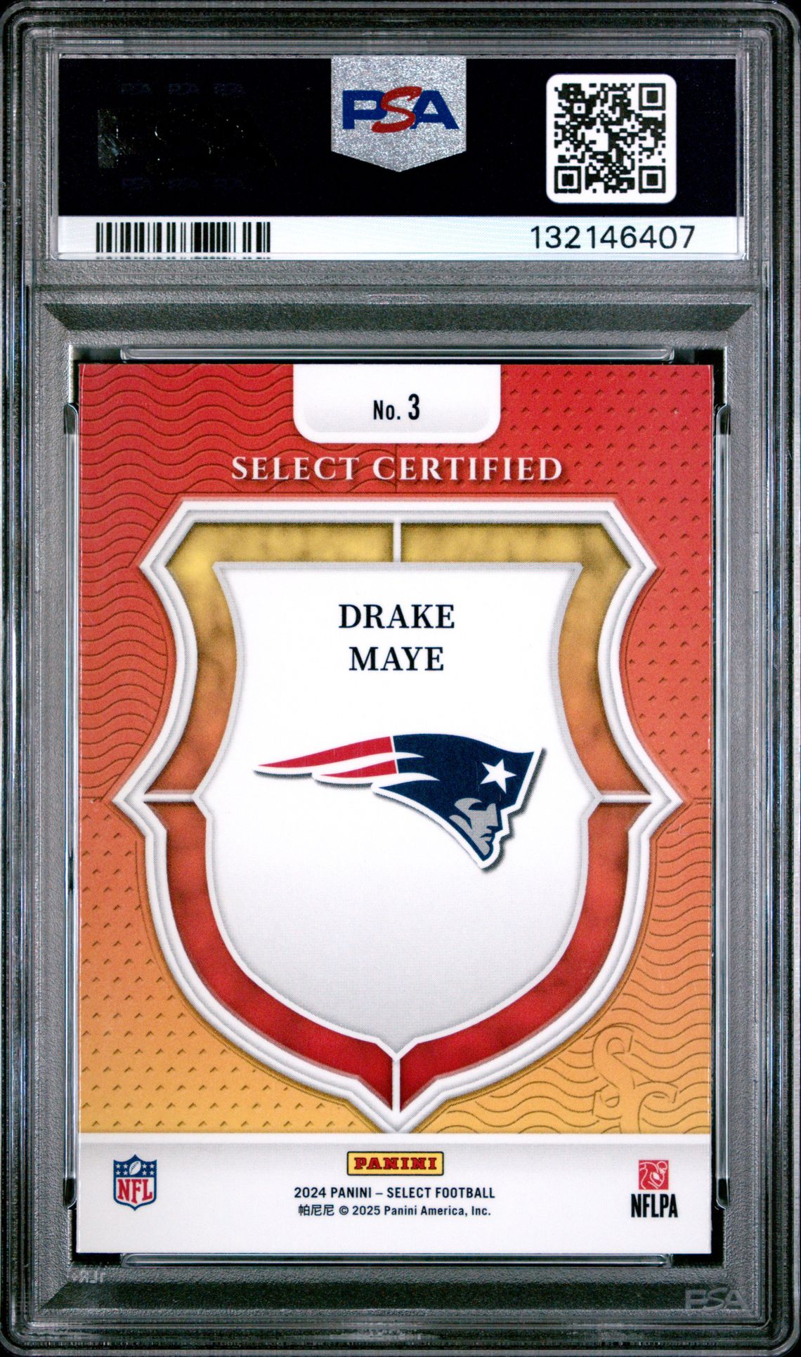 2024 Panini Select Select Certified Rookies Drake Maye #3 Gem Mt 10 back