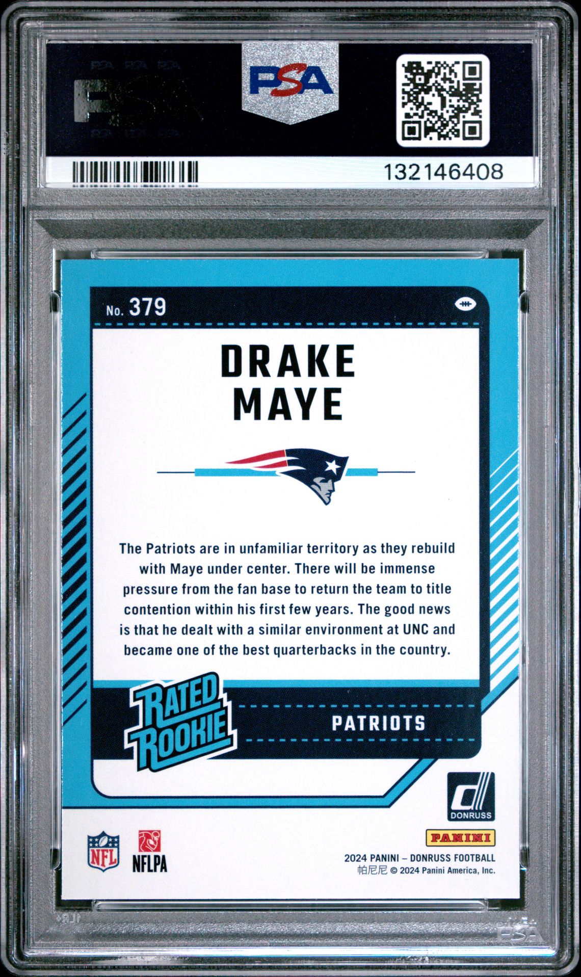 2024 Panini Donruss Drake Maye #379 Mint 9 back