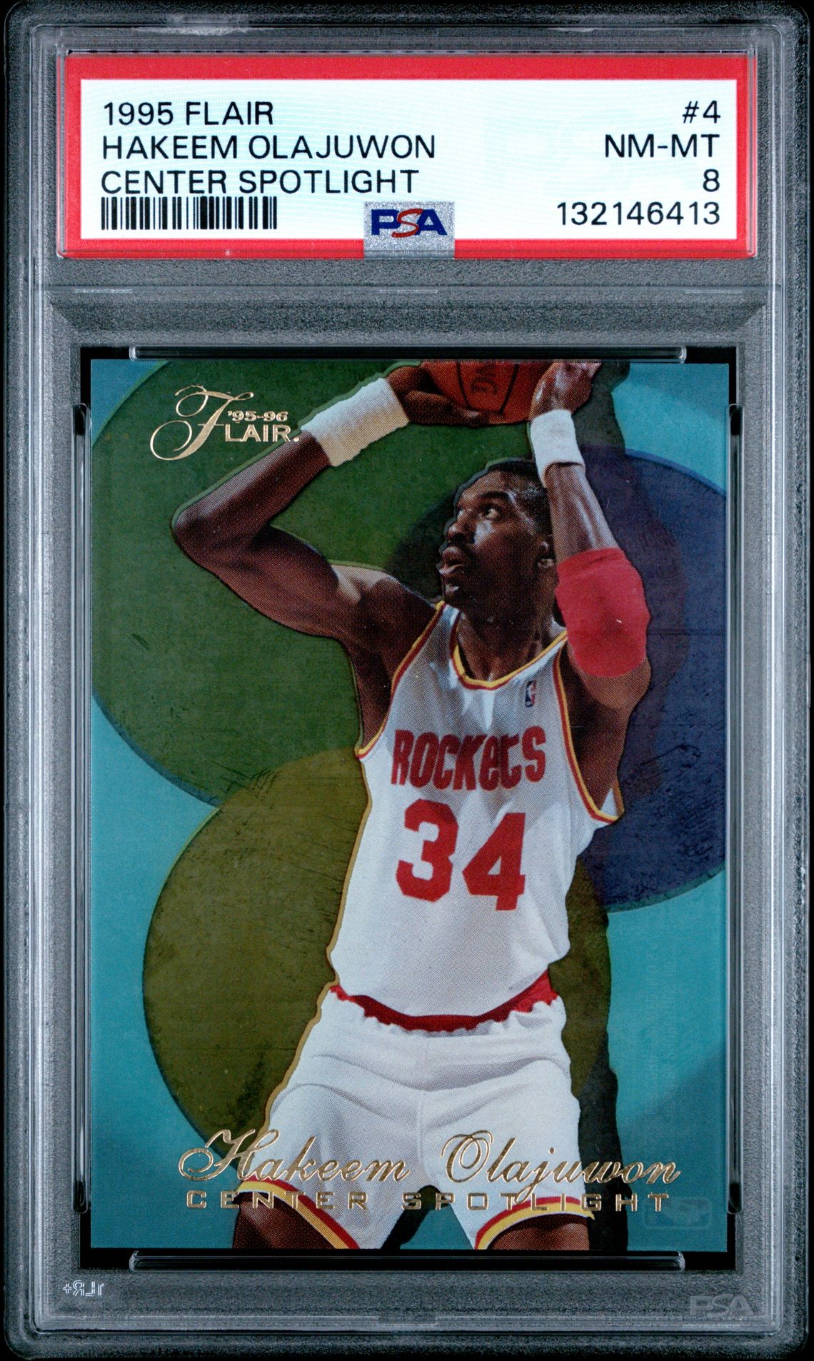 1995 Flair Center Spotlight Hakeem Olajuwon #4 (Center Spotlight) Nm-Mt 8 front
