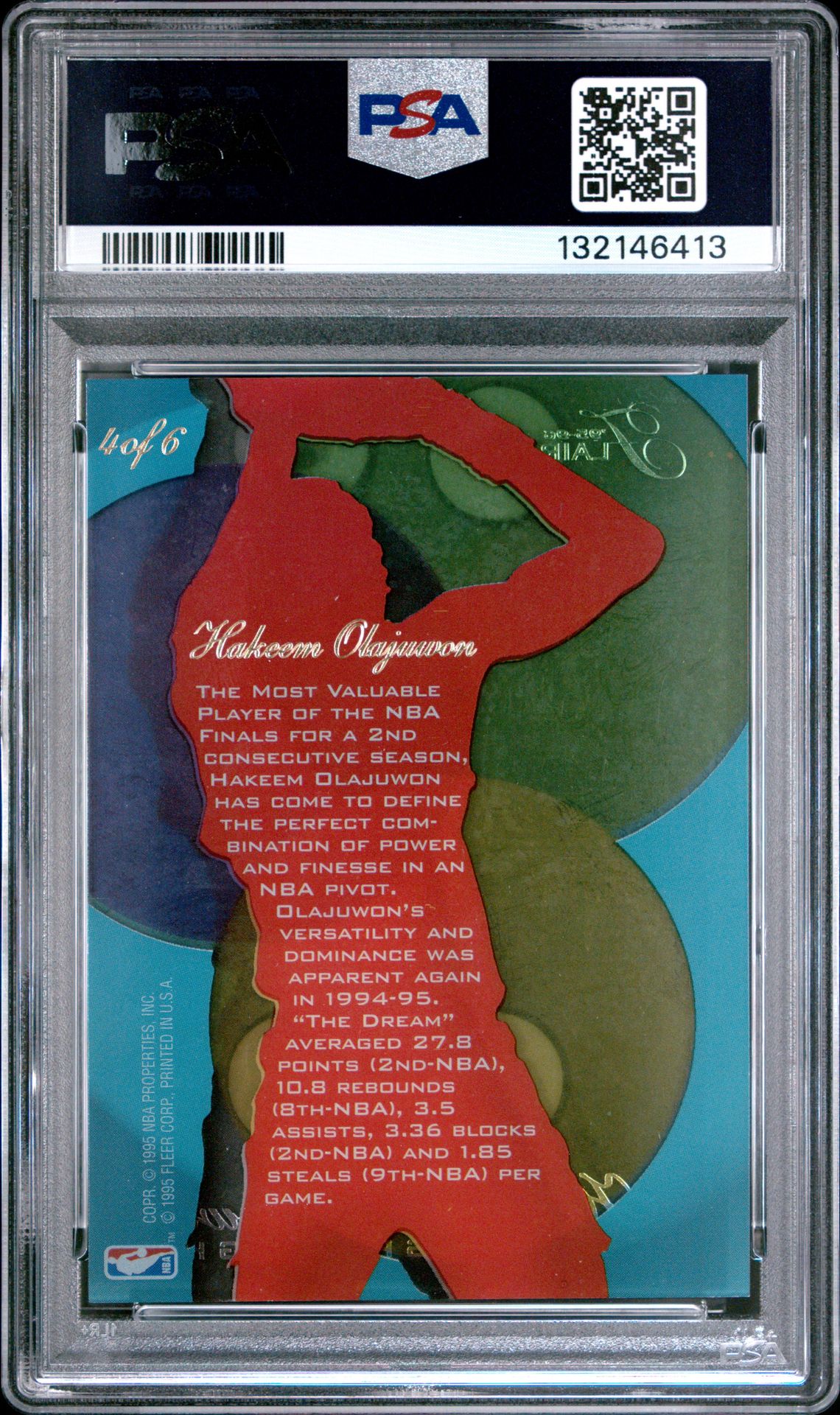 1995 Flair Center Spotlight Hakeem Olajuwon #4 (Center Spotlight) Nm-Mt 8 back