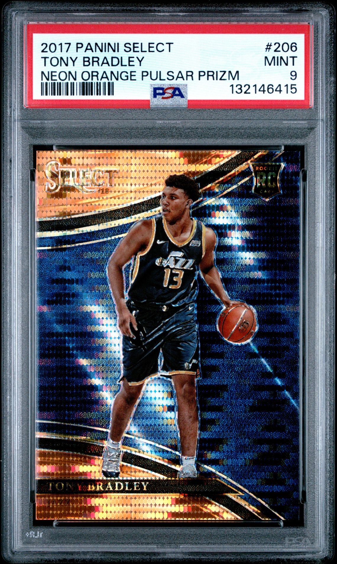 2017 Panini Select Tony Bradley #206 (Neon Orange Pulsar Prizm) Mint 9 front