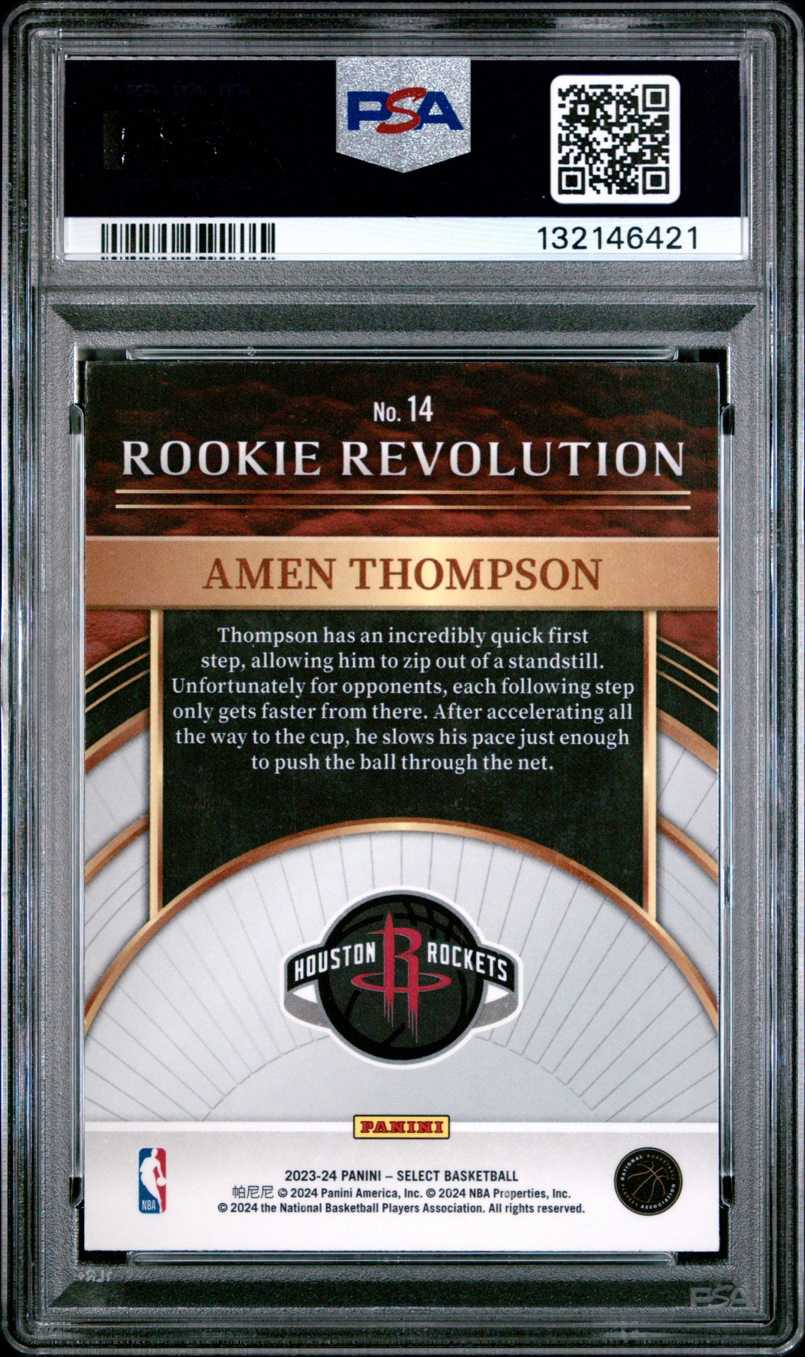 2023 Panini Select Rookie Revolution Amen Thompson #14 Gem Mt 10 back