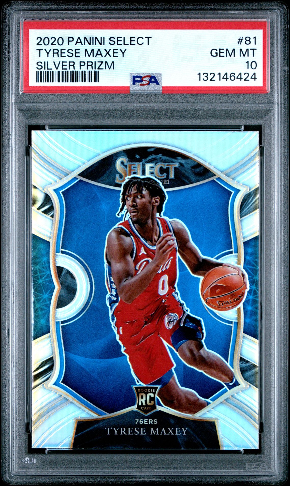 2020 Panini Select Tyrese Maxey #81 (Silver Prizm) Gem Mt 10 front