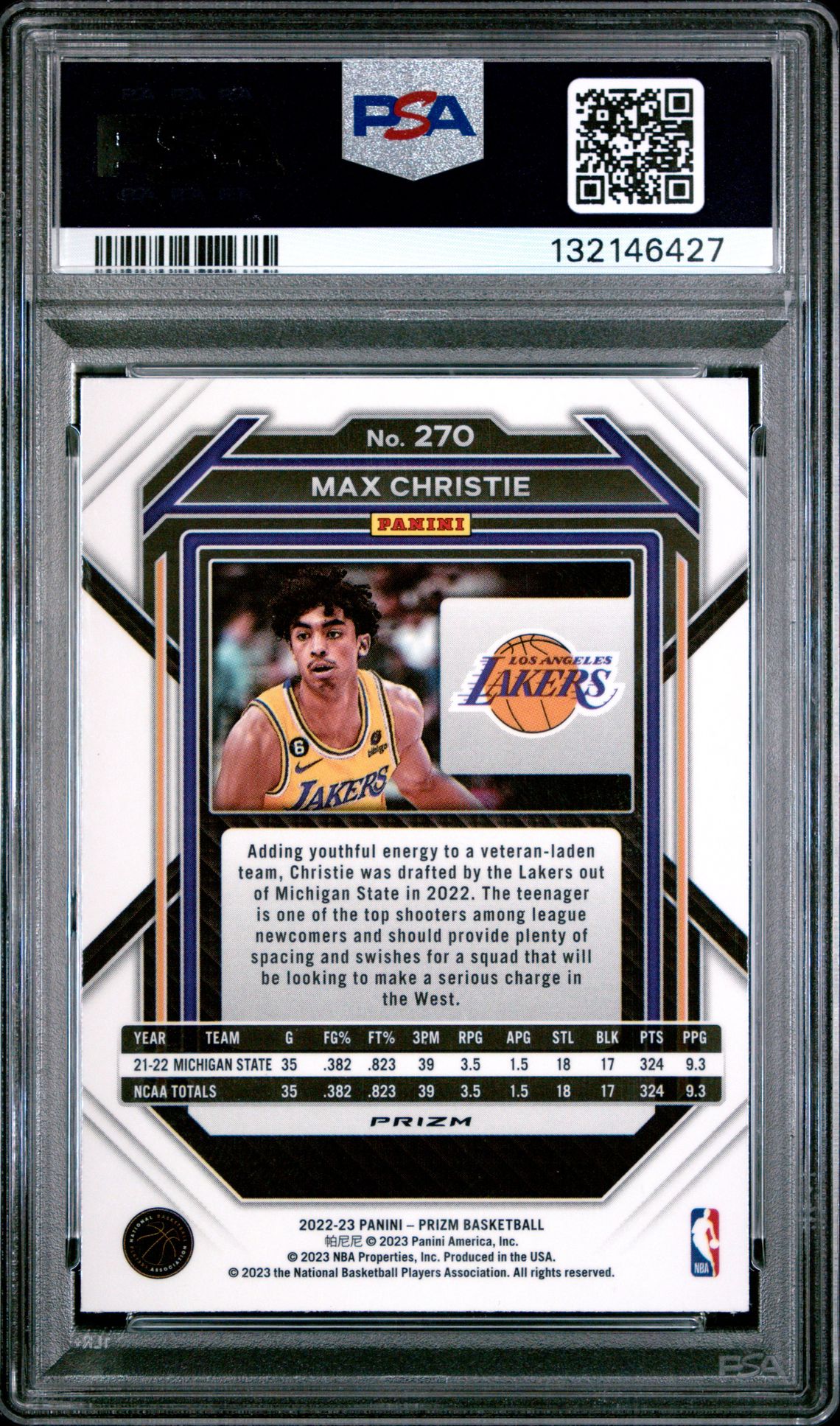 2022 Panini Prizm Max Christie #270 (Green Prizm) Mint 9 back