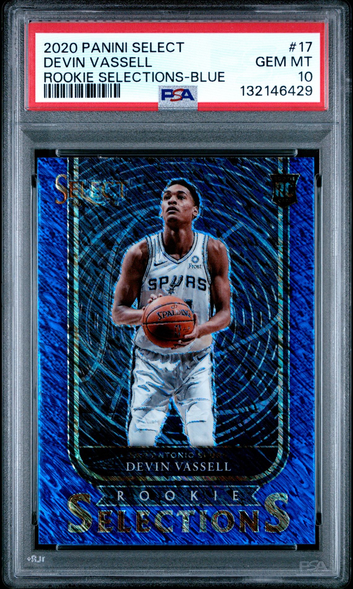 2020 Panini Select Rookie Selections Devin Vassell #17 (Rookie Selections-Blue) Gem Mt 10 front