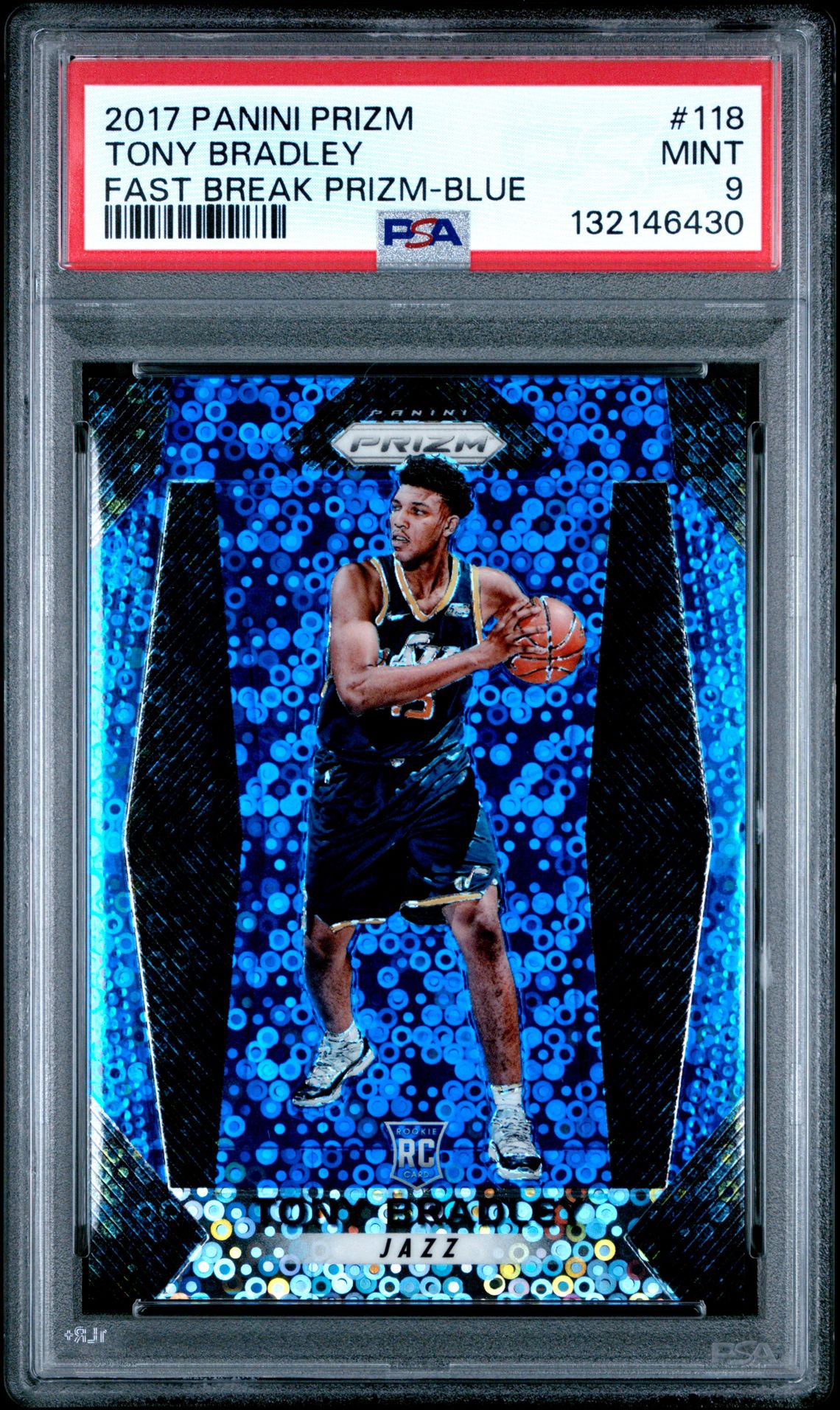 2017 Panini Prizm Tony Bradley #118 (Fast Break Prizm-Blue) Mint 9 front