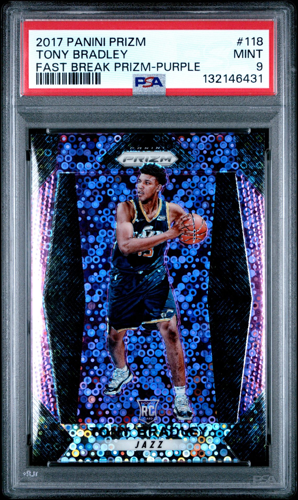 2017 Panini Prizm Tony Bradley #118 (Fast Break Prizm-Purple) Mint 9 front