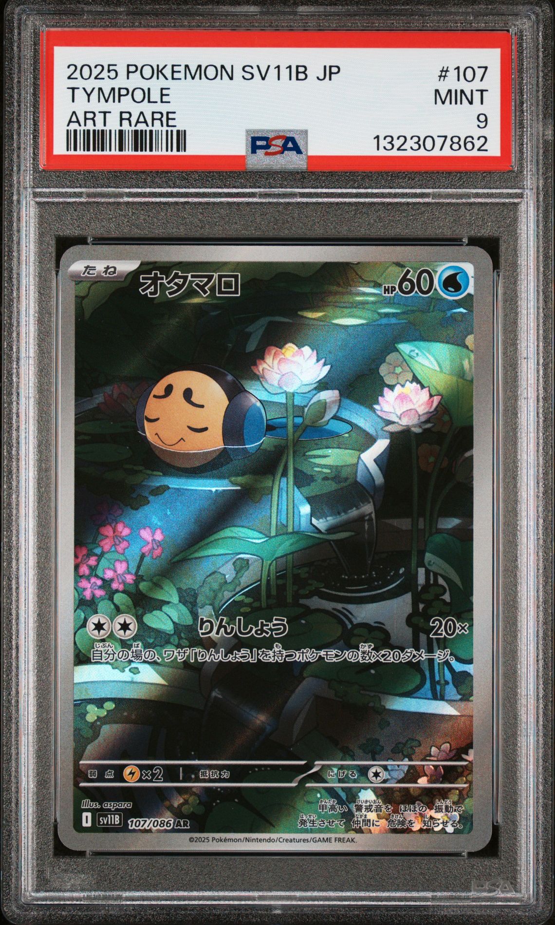 2025 Pokemon Japanese Sv11B-Black Bolt Tympole #107 (Art Rare) Mint 9 front
