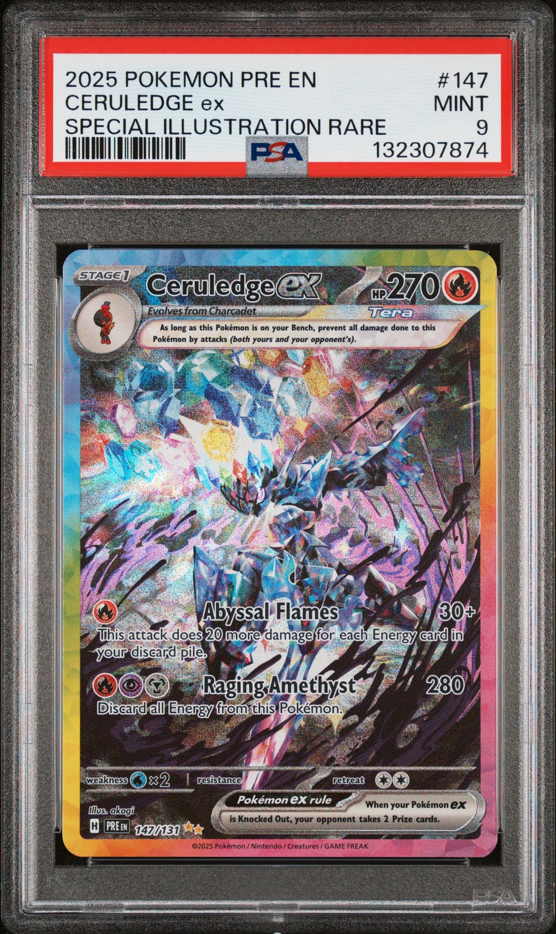 2025 Pokemon Pre En-Prismatic Evolutions Ceruledge Ex #147 (Special Illustration Rare) Mint 9 front