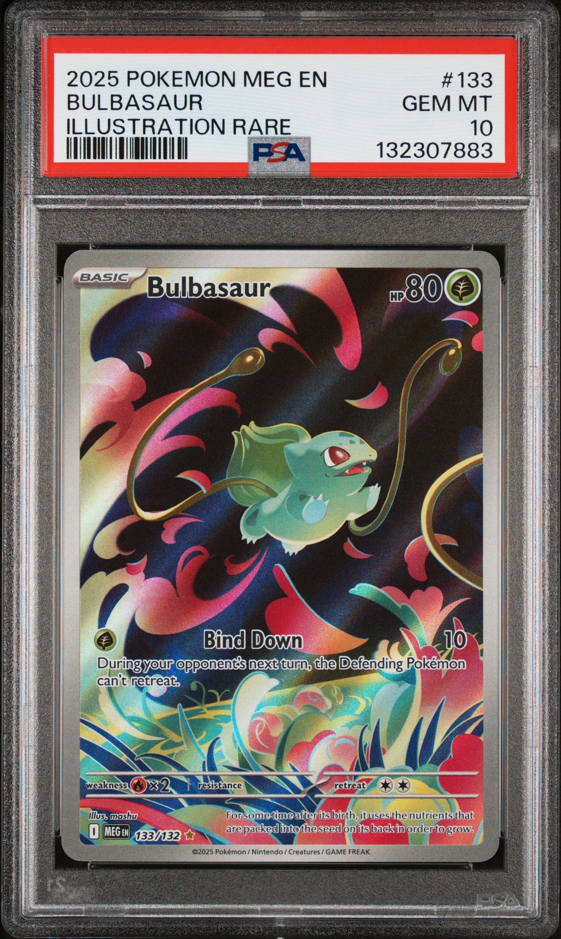 2025 Pokemon Meg En-Mega Evolution Bulbasaur #133 (Illustration Rare) Gem Mt 10 front