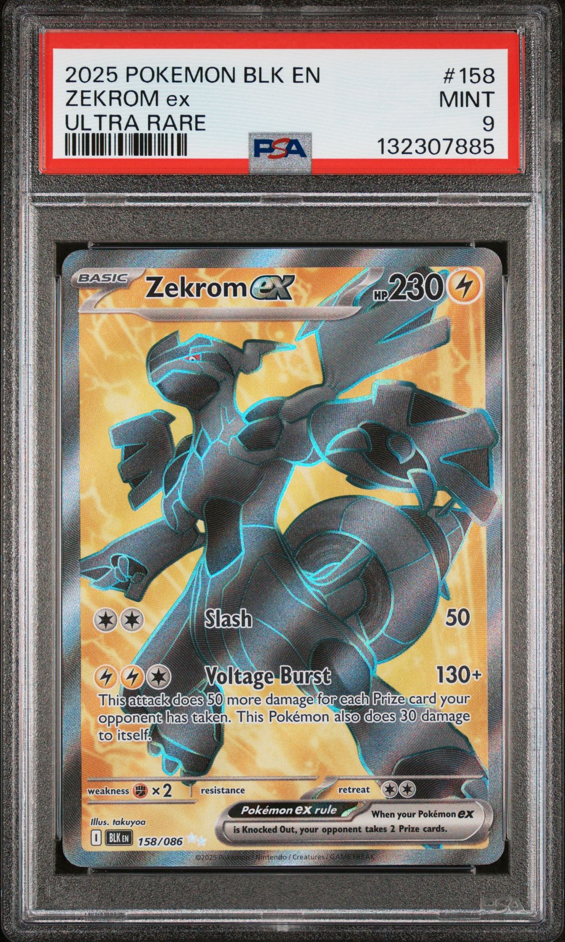 2025 Pokemon Blk En-Black Bolt Zekrom Ex #158 (Ultra Rare) Mint 9 front