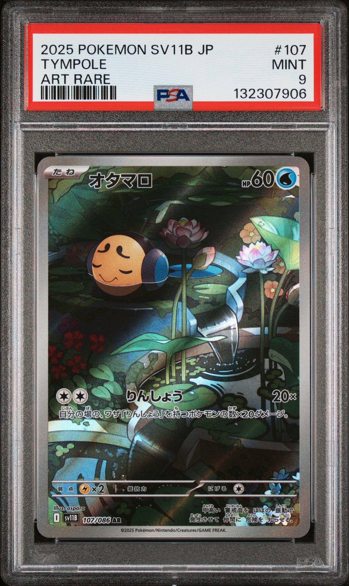 2025 Pokemon Japanese Sv11B-Black Bolt Tympole #107 (Art Rare) Mint 9 front