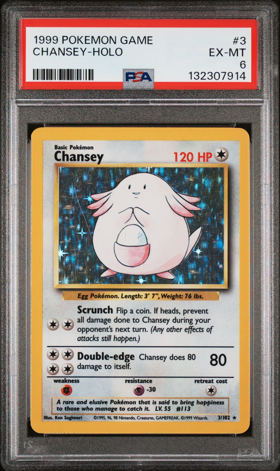 1999 Pokemon Game Chansey-Holo #3 Ex-Mt 6 front
