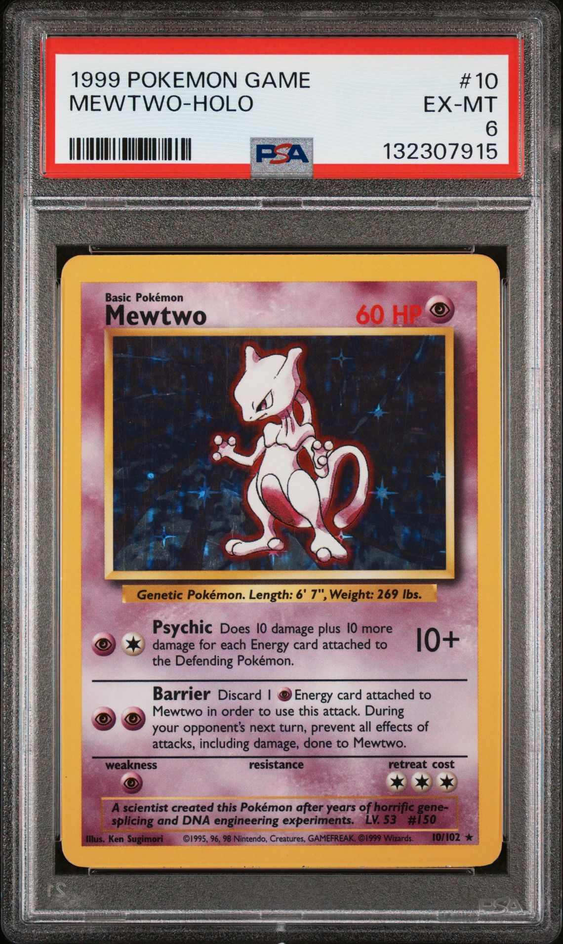 1999 Pokemon Game Mewtwo-Holo #10 Ex-Mt 6 front