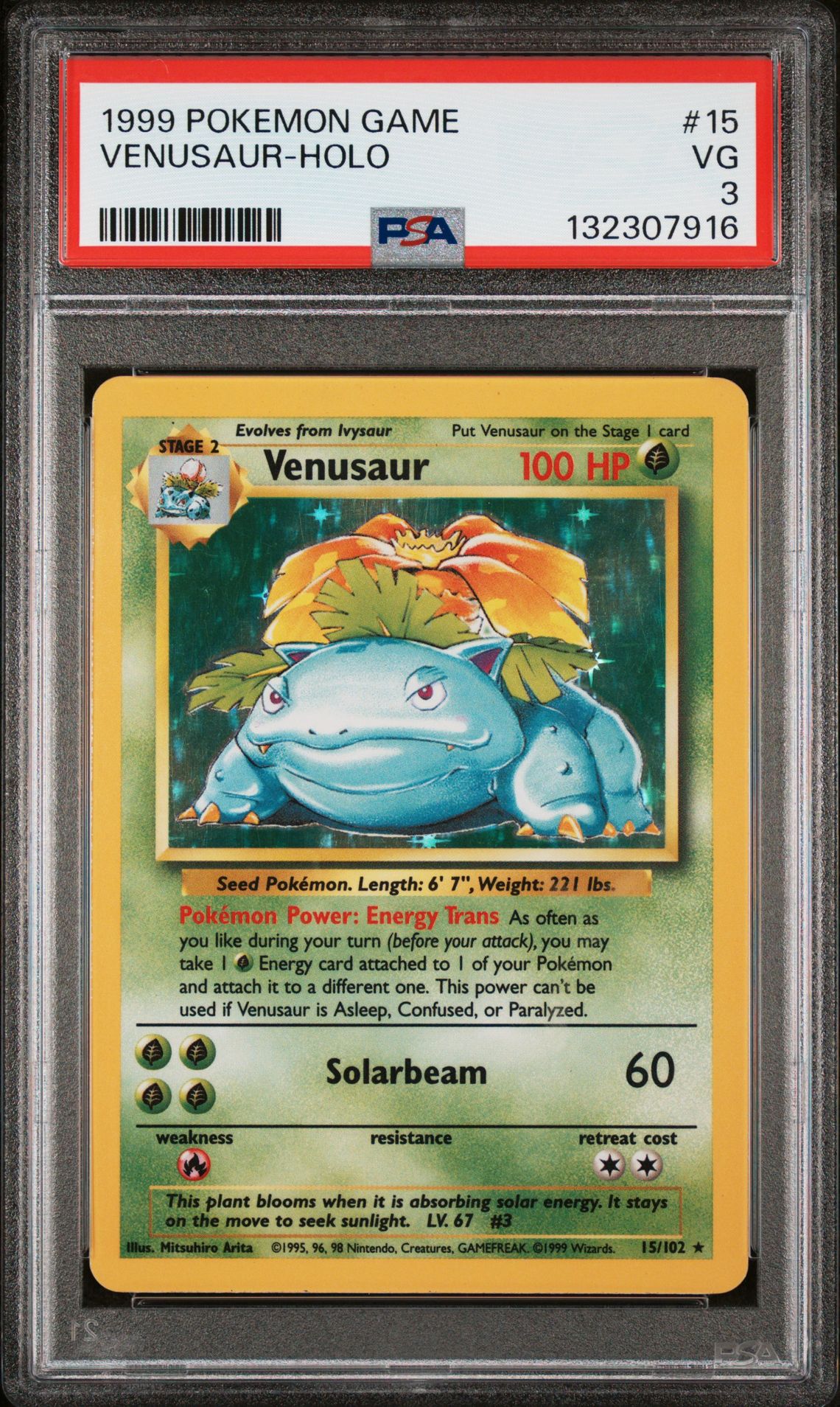 1999 Pokemon Game Venusaur-Holo #15 Vg 3 front