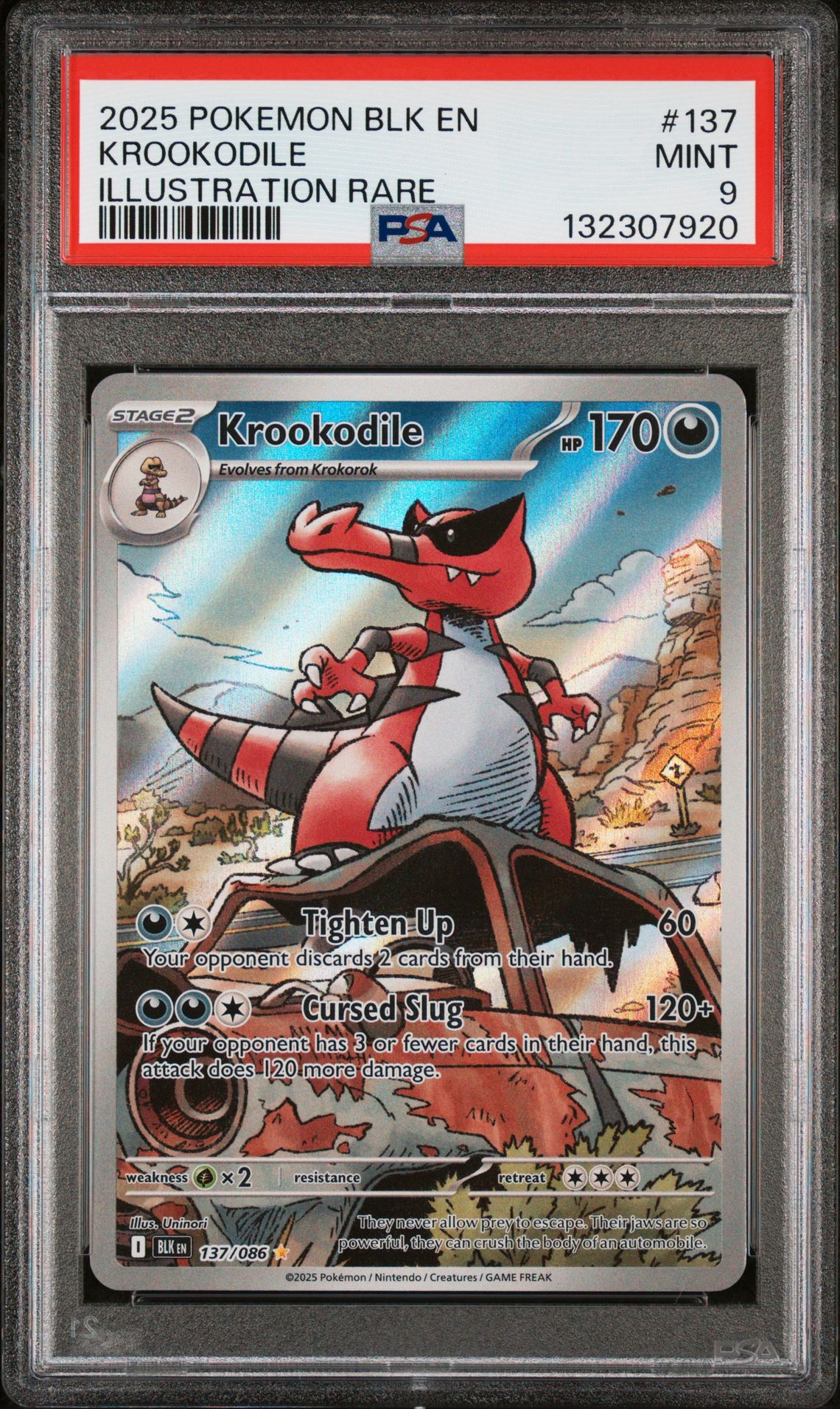 2025 Pokemon Blk En-Black Bolt Krookodile #137 (Illustration Rare) Mint 9 front