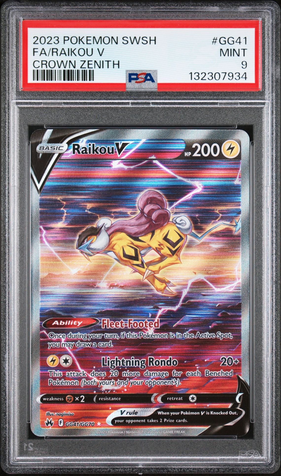 2023 Pokemon Sword And Shield Crown Zenith Fa/Raikou V #Gg41 (Crown Zenith) Mint 9 front